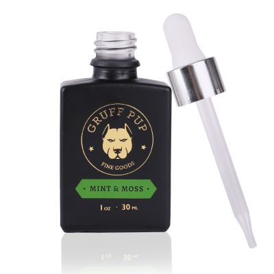 In Stock rectangular glass bottles matte black essential oil glass dropper bottle rectangular mens beard essential oil