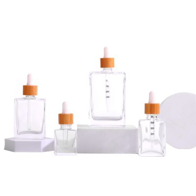 1 OZ 30ml clear square glass bottle Square Glass Dropper Bottle Glass Pipette Serum Bottles