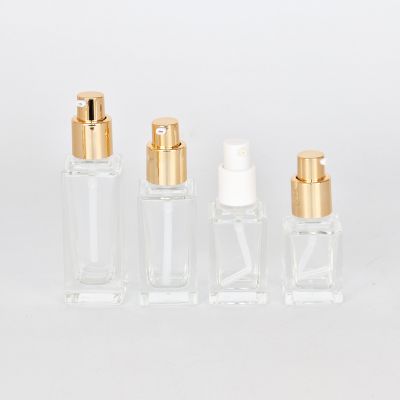 15ml 20ml 30ml 40ml transparent luxury glass essential oil bottle with gold lotion pump