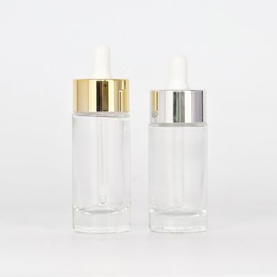 30ml round thick botom transparent essential oil glass bottle with electroplate dropper