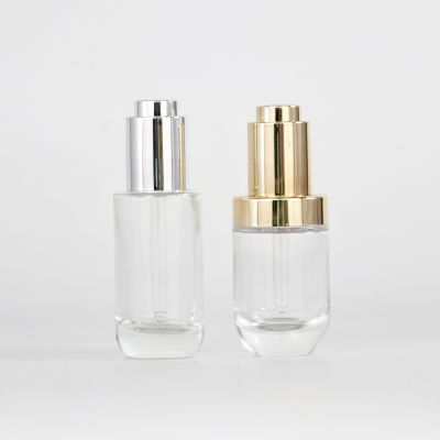 High quality essential oil glass bottle with sliver or golden press dropper pump