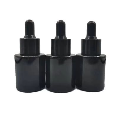 cylinder round matte black glass essential oil dropper bottles