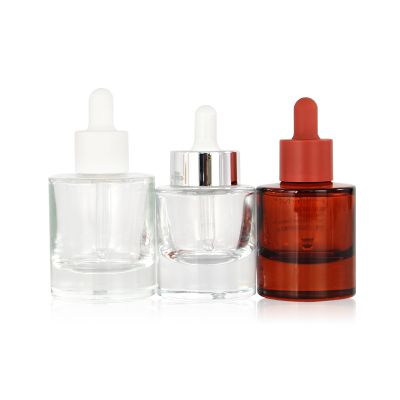 15ml 30ml 50ml cosmetic round shape high quality thick bottom clear glass oil packaging bottle