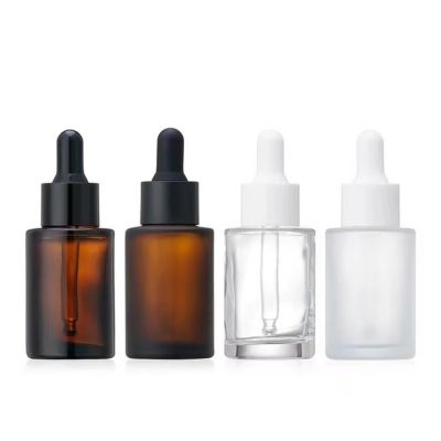 flat shoulder frosted clear amber glass dropper bottle serum glass bottle