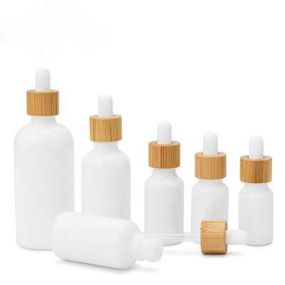 Wholesale 10 ml 20 ml pipette essential oil bottle 30 ml 50 ml wood ring white porcelain dropper 15 ml 100 ml glass