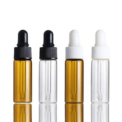 Wholesale Small Glass Bottles Vials 5ml 10ml 20ml 30ml Clear Amber Blue Glass Dropper Bottle For Essential Oil