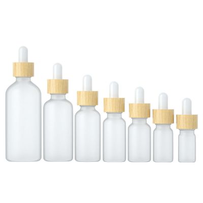 CBD oil 5ml 10ml 15ml 20ml 30ml 1oz 50ml 100ml frosted glass dropper bottles with bamboo pipette dropper