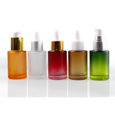 30ml flat shoulder glass dropper bottle 30 ml frosted glass essential oil bottle with dropper 1oz CBD oil serum bottle