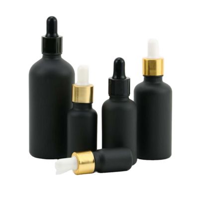 luxury Essential oil packaging 5ml 10ml 15ml 30ml 50ml 100ml cosmetic eye matte black CBD serum glass dropper bottle with box