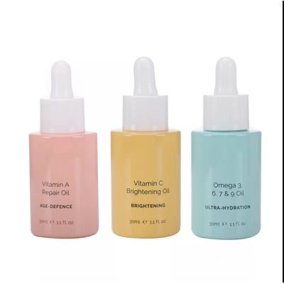 30ml flat shoulder glass dropper bottle 30 ml frosted glass essential oil bottle with dropper 1oz CBD oil serum bottle