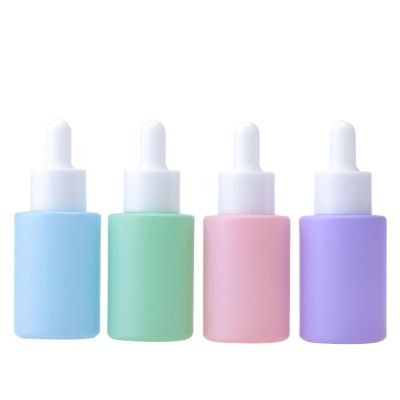 30ml flat shoulder glass dropper bottle 30 ml frosted glass essential oil bottle with dropper 1oz CBD oil serum bottle