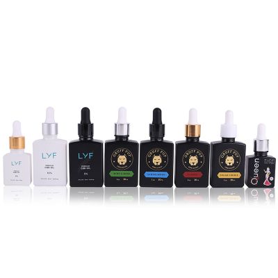 30ml black square glass cosmetic serum dropper bottle rectangular black glass bottle cbd beard oil