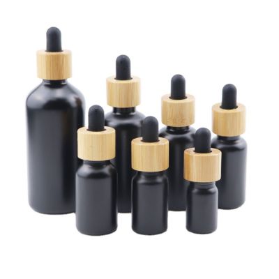 10ml CBD glass pipette bottle black frost glass dropper bottle bamboo 10ml dropper glass bottle