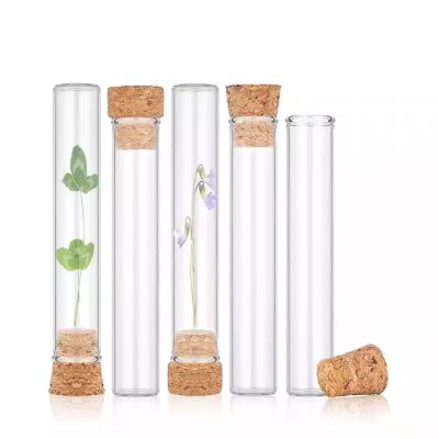 Wholesale Empty 105mm Smell Proof Cork Stopper Glass Tube Pre Packaging Clear Flat Bottom Glass Test Tube With Cork