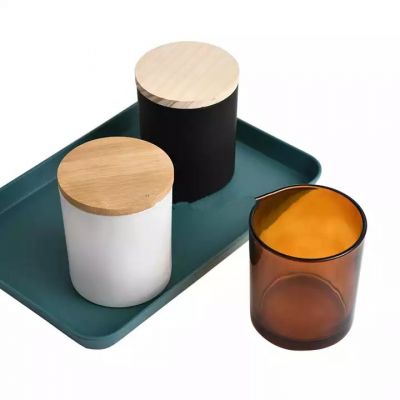 Popular size white black amber glass candle jar supplier candle container and holder 8oz
