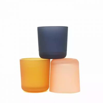Amber grey peach pink frosted glass candle jar 6oz candle holder candle container wholesale