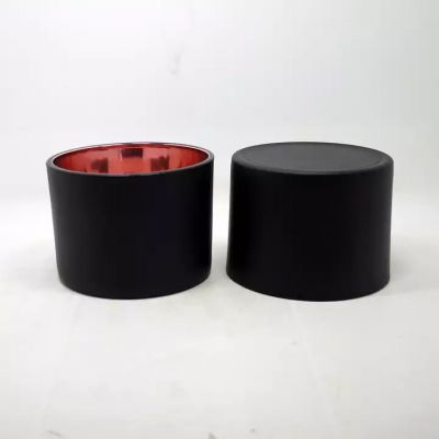 Luxury metallic rose gold candle glass holder black flat base candle jar for scented candle making