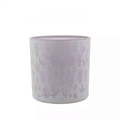 Elegant Glass Candle Holder Spray Color Printing Round Bottom Candle Jar