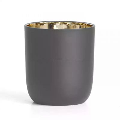Custom grey 10oz 8oz candle jar glass candle holder with gift box rose gold metallic candle vessel set