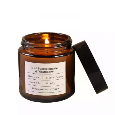 Luxury Round Amber Glass Candle Jar Custom Logo Glass Candle Holders