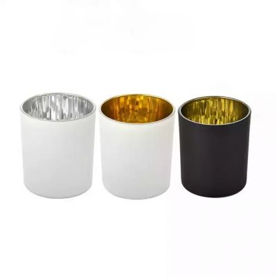 High Quality Empty Heat Resistant Matte White Gold Silver Candle Jars Luxury Unique Candle Jars Glass Jar With Metal Lid