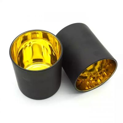 Wholesale Custom Gold Candle Jar 315ml Round Black Matte Glass Candle Jars For Candle Making
