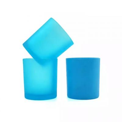 wedding Customized decorations Wholesale Blue 10oz 430ml 220ml 315ml Luxury Mini Candle Jar candle jars with bamboo lids