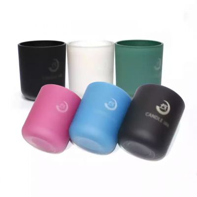 16 oz luxury empty green black frosted engraved logo arc bottom glass candle jars with lids for making candles wholesale