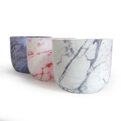 wedding decorative gift luxury custom marble effect votive candle holder glass printed candle jar