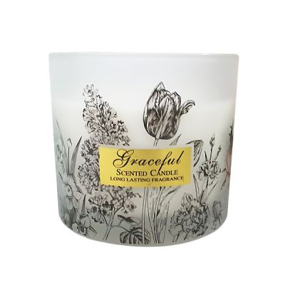 wholesale decal frosted glass votive candle holders