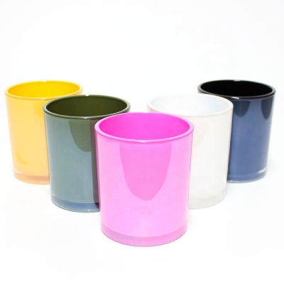 Wholesale High Quality Colorful Custom Logo Wide Mouth Glass Candle Jar for Home Decoration