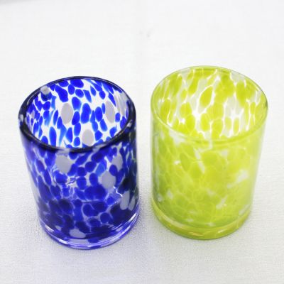 5 oz unique bule green glass leopard candle holder tortoise candle jar