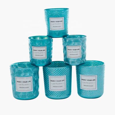 wholesale soy candle jar luxury with lid for Candle Making opacitas blue with box