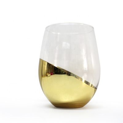 300ml egg shaped luxury gold color electroplated scented candle glass jars
