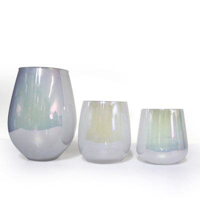 customize graceful pearl white glass candle jar with lid