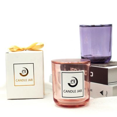 transparent iridescent candle jar candle vessel with lid and boxes luxury