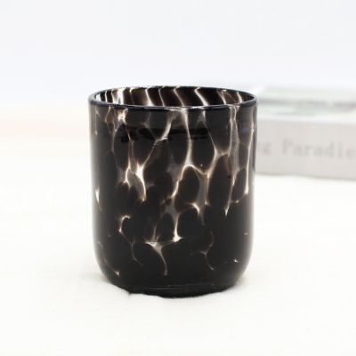 Nordic Eco-friendly Custom Colored Leopard Print Glass Coffee Tea Mug Juice Cups Wholesale Empty