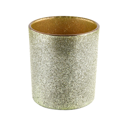 Light gold sand surface glass candle vessel for holidays 8 oz glass candle jar
