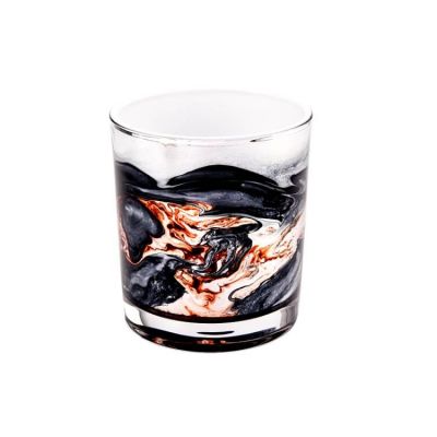 Newly design luxury colorful painting effect on 300ml glass candle jars in bulk