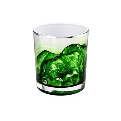 Wholesale colorful painting green effect on 300ml glass candle jars with low MOQ from Sunny Glassware