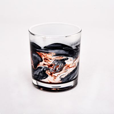 Newly design luxury colorful painting effect on 8oz glass candle jars for wholesale