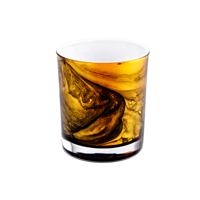 Luxury Gold Hand Paint Glass Candle Holders for 8oz candle filling
