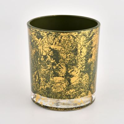 custom color luxury glass candle jar with gold home decorative