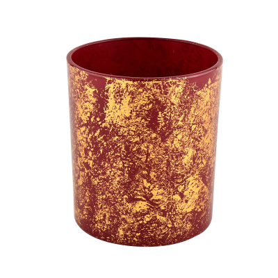 Custom high quality gold printing dust and red glass candle jars