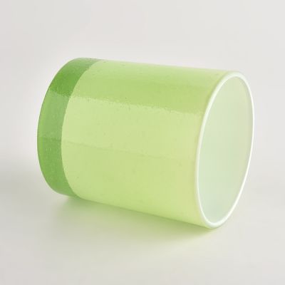 8oz 10oz white and green color regular glass candle jar for home deco