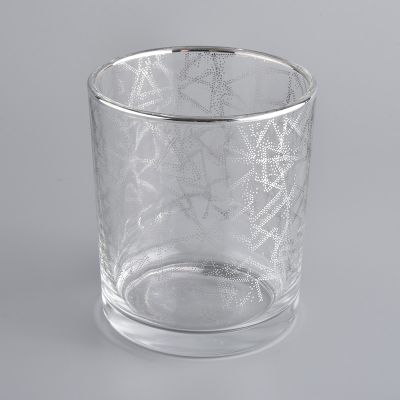 Hot sale 8oz 10oz 12oz cylinder decal outside glass candle holder for wholesale