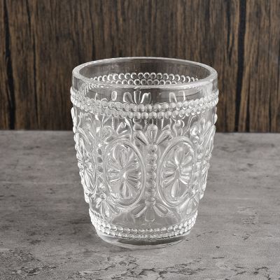 300ml clear glass candle jar with home decoration