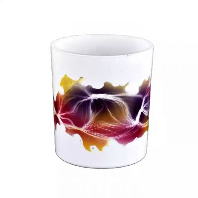 home decor white glass artwork printing candle jar