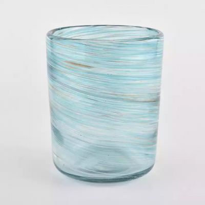 blue cylinder glass jars for candle making wholesale