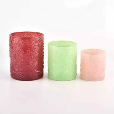 luxury 6oz pink glass candle jars with luxury pattern for home deco